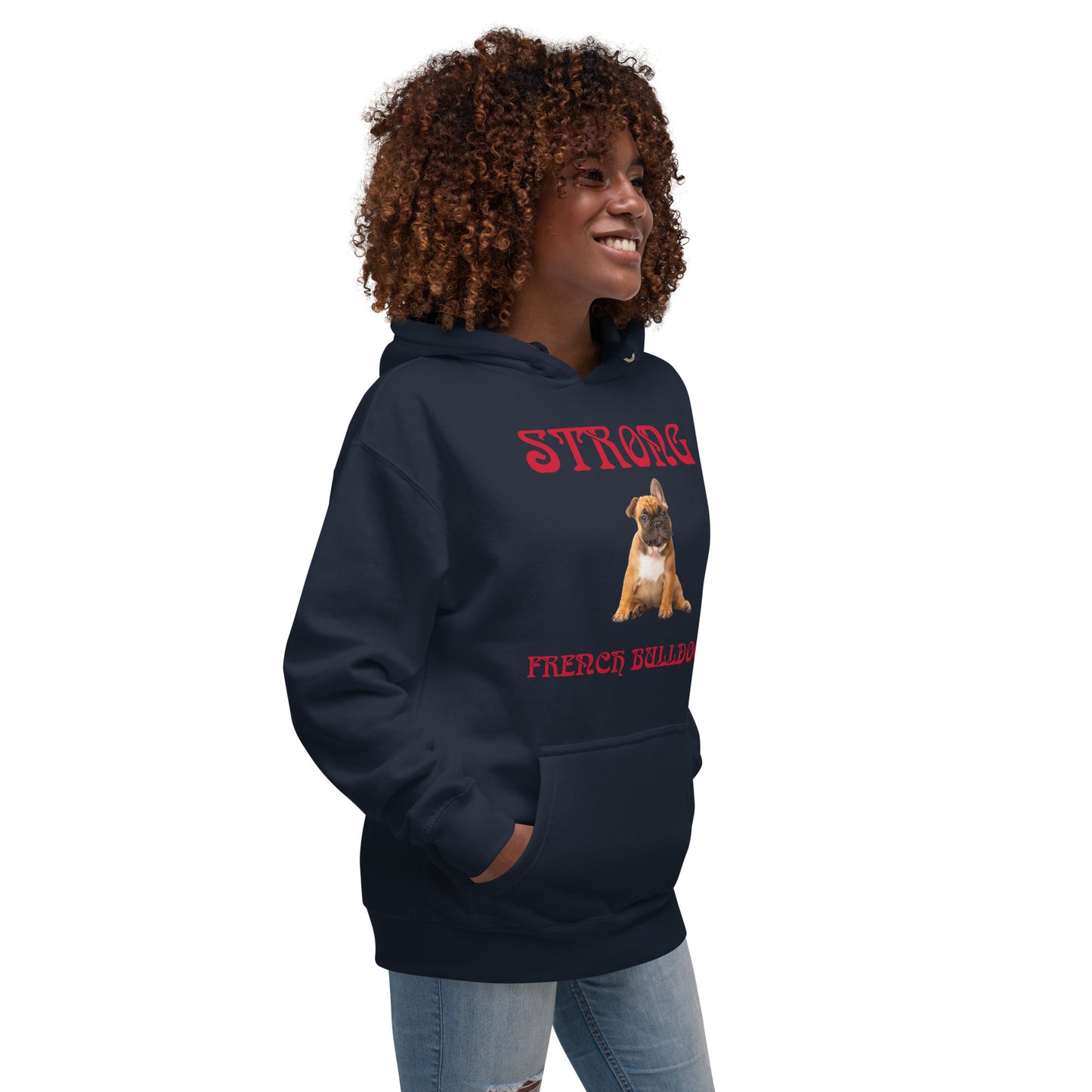 “STRONG FRENCH BULLDOG”Unisex Hoodie W/Red Font