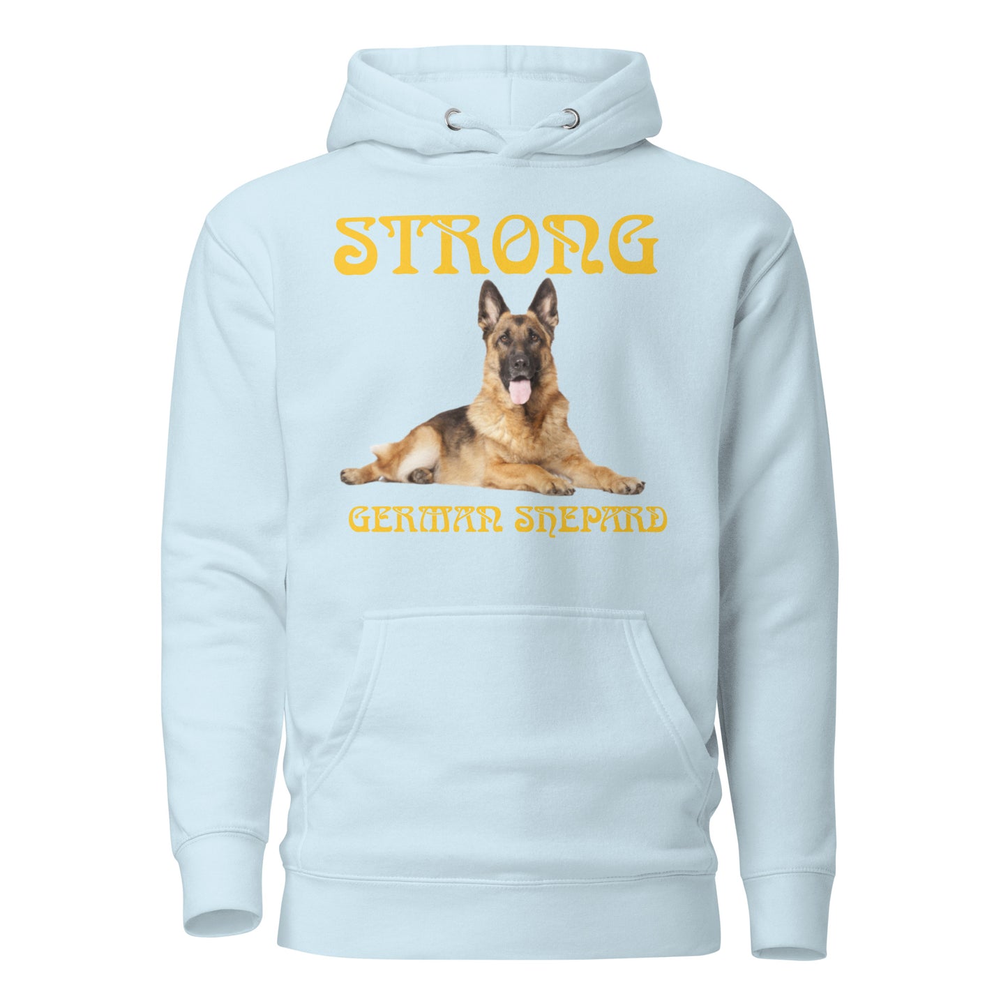 “STRONG GERMAN SHEPHERD”Unisex Hoodie W/Yellow Font