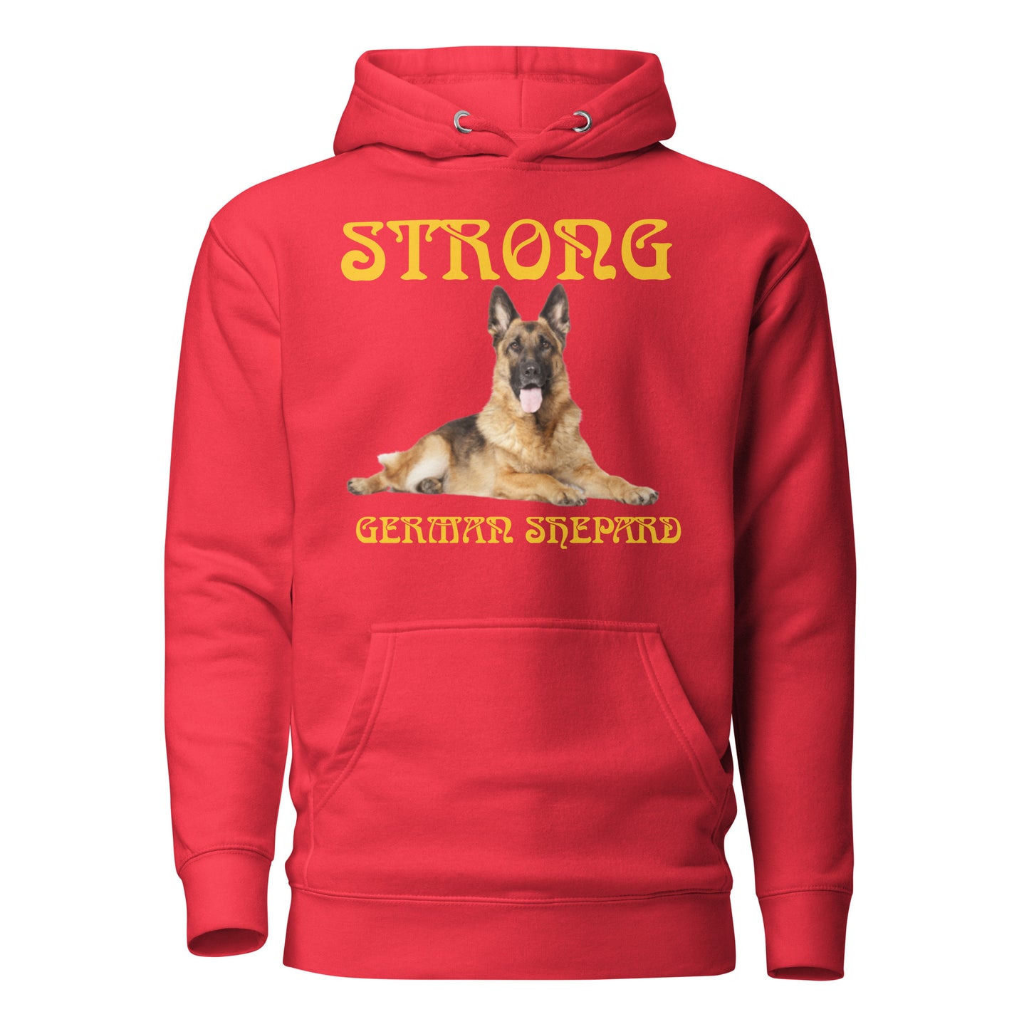 “STRONG GERMAN SHEPHERD”Unisex Hoodie W/Yellow Font