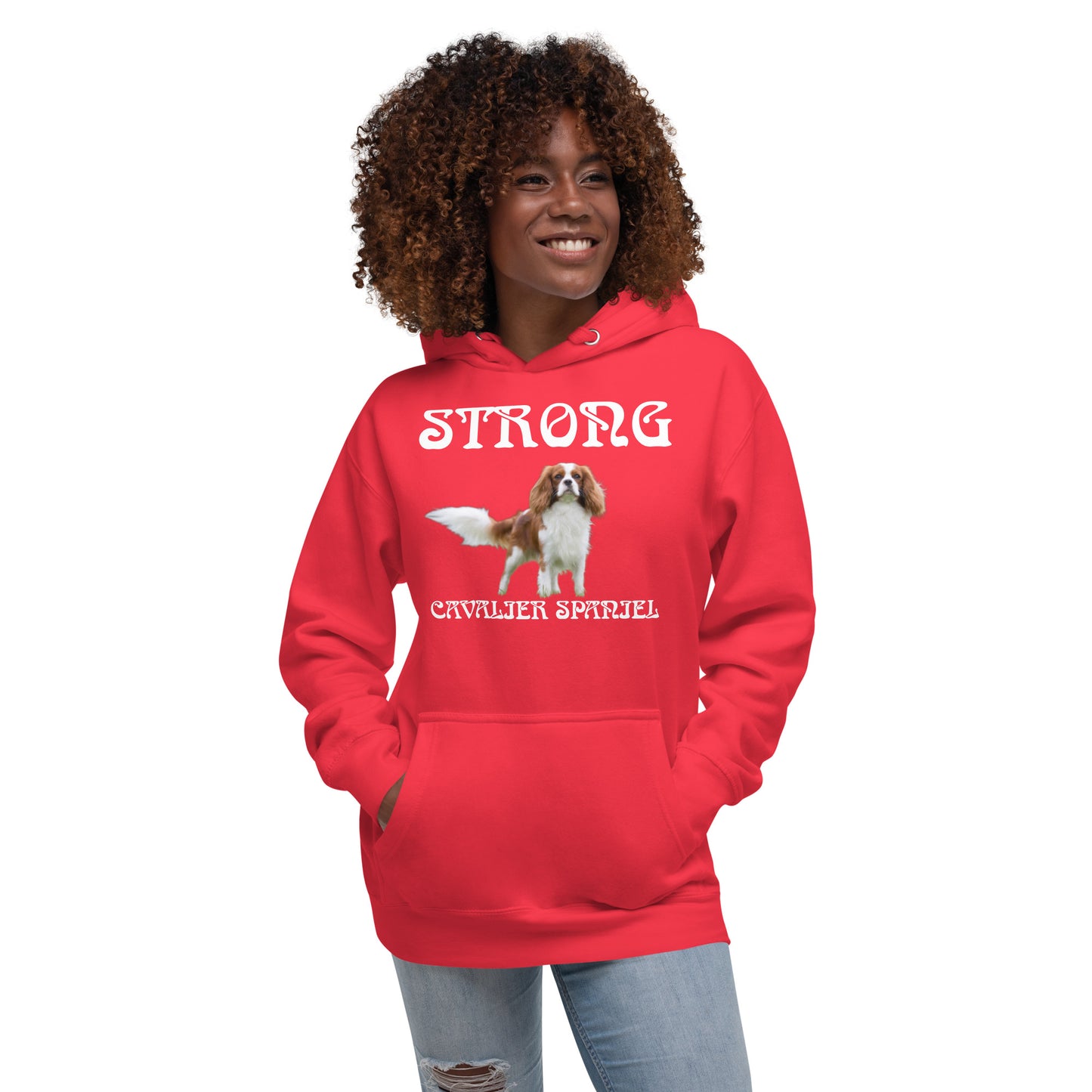 “STRONG CAVALIER SPANIEL”Unisex Hoodie W/White Font