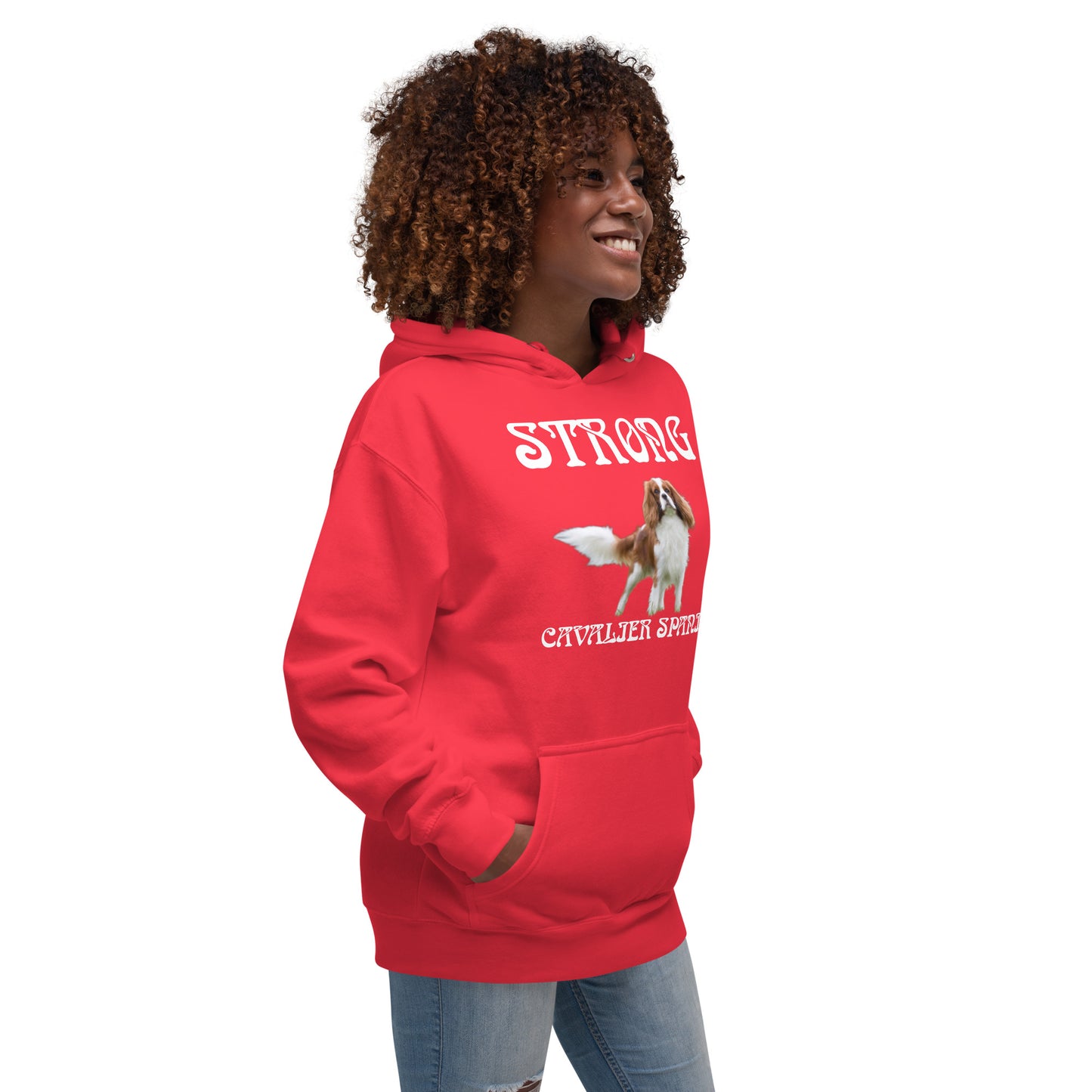 “STRONG CAVALIER SPANIEL”Unisex Hoodie W/White Font