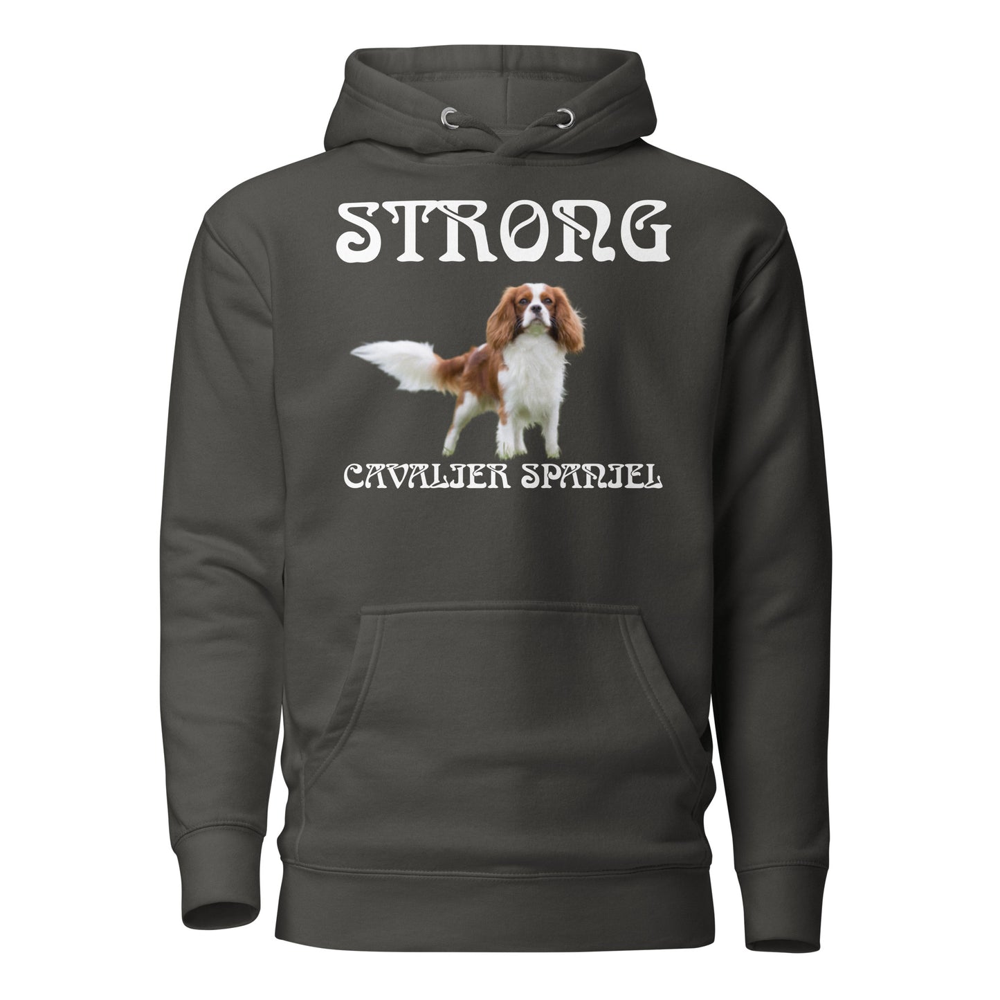 “STRONG CAVALIER SPANIEL”Unisex Hoodie W/White Font