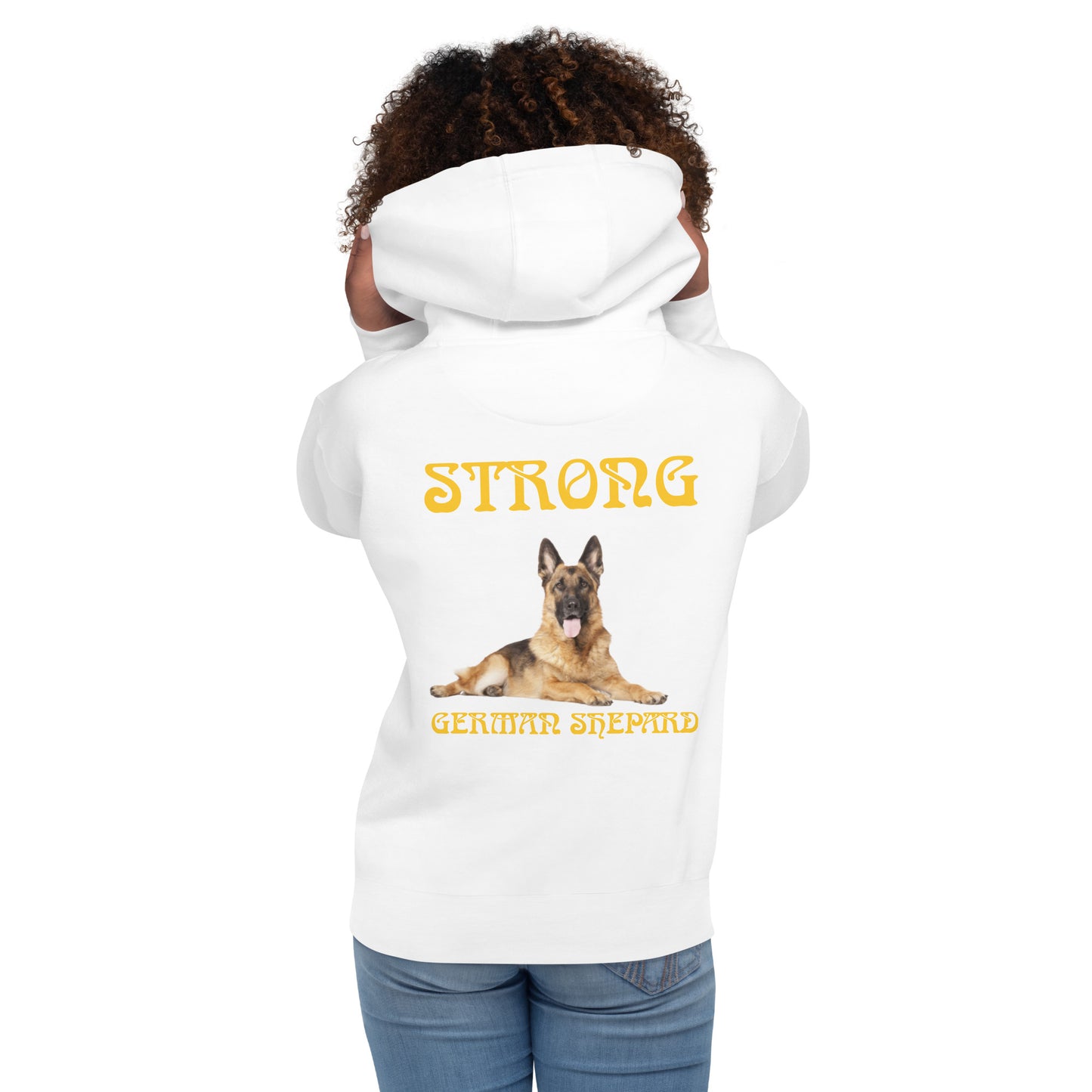 “STRONG GERMAN SHEPHERD”Unisex Hoodie W/Yellow Font