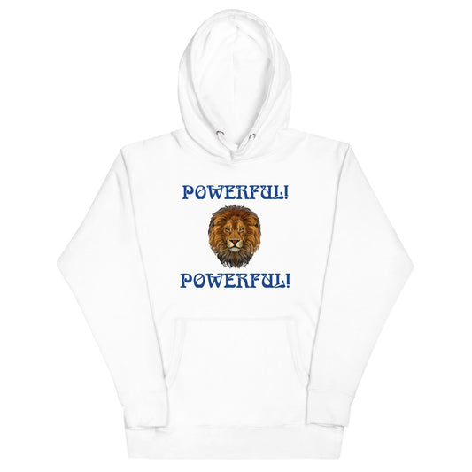 “POWERFUL”Unisex Hoodie W/Blue Font