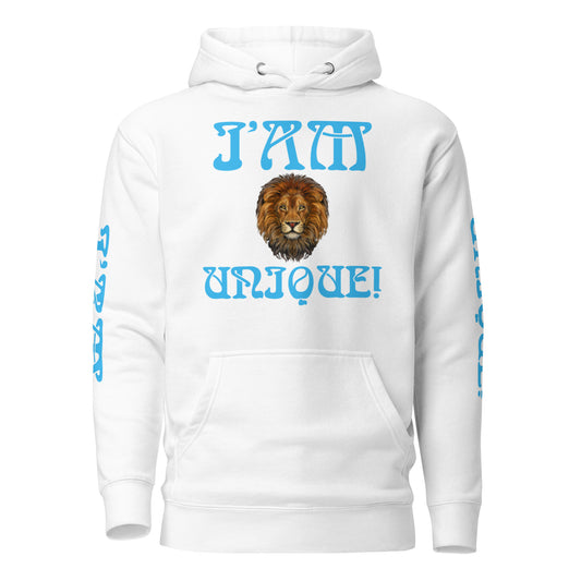 “I’AM UNIQUE!”Unisex Hoodie W/SkyBlue Font