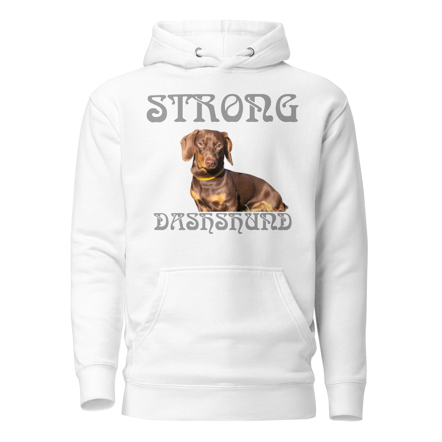 “STRONG DASHSHUND”Unisex Hoodie W/Grey Font