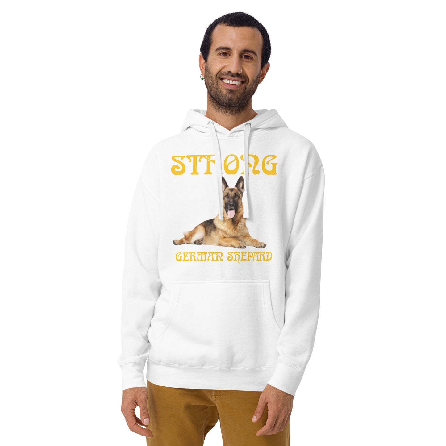 “STRONG GERMAN SHEPHERD”Unisex Hoodie W/Yellow Font