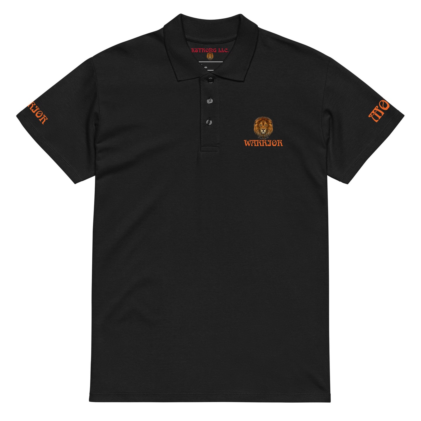 “WARRIOR MODE!”UNISEX Premium Pique Polo Shirt W/Orange Font