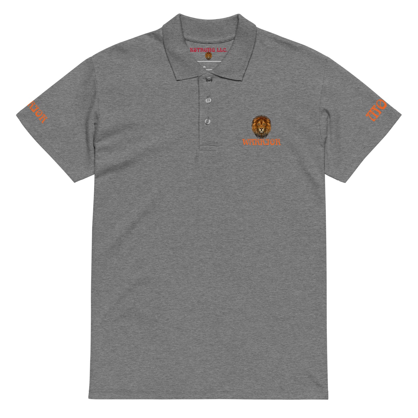 “WARRIOR MODE!”UNISEX Premium Pique Polo Shirt W/Orange Font