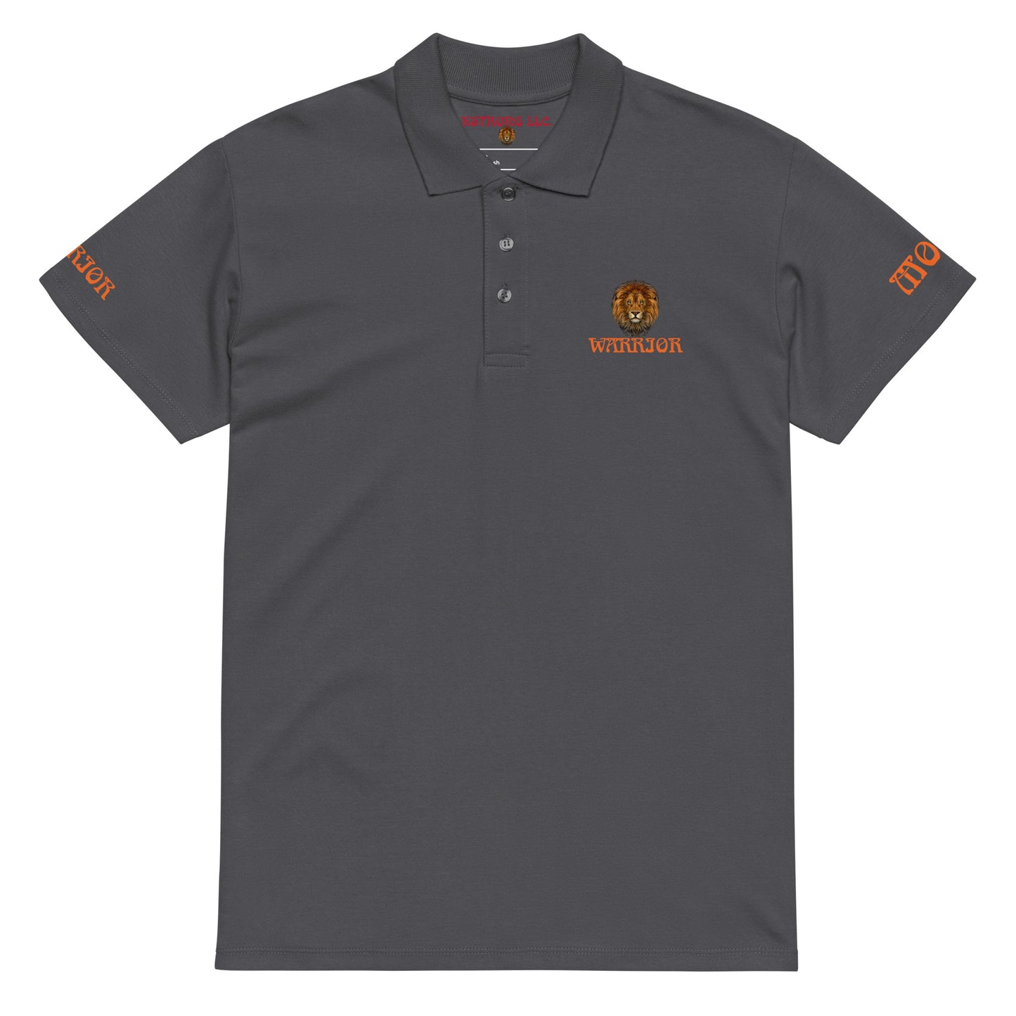 “WARRIOR MODE!”UNISEX Premium Pique Polo Shirt W/Orange Font