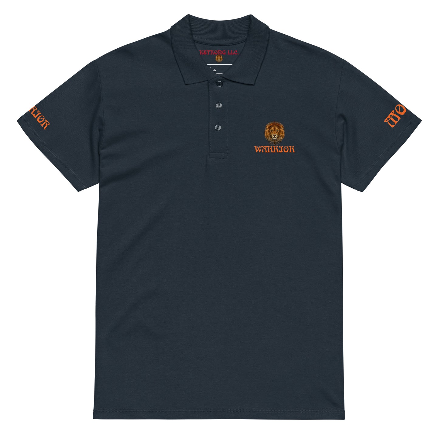 “WARRIOR MODE!”UNISEX Premium Pique Polo Shirt W/Orange Font