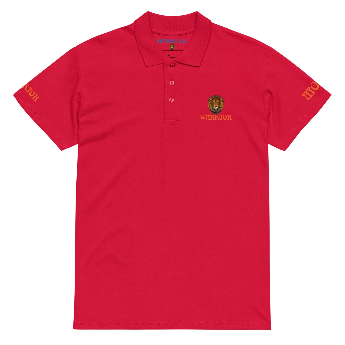 “WARRIOR MODE!”UNISEX Premium Pique Polo Shirt W/Orange Font