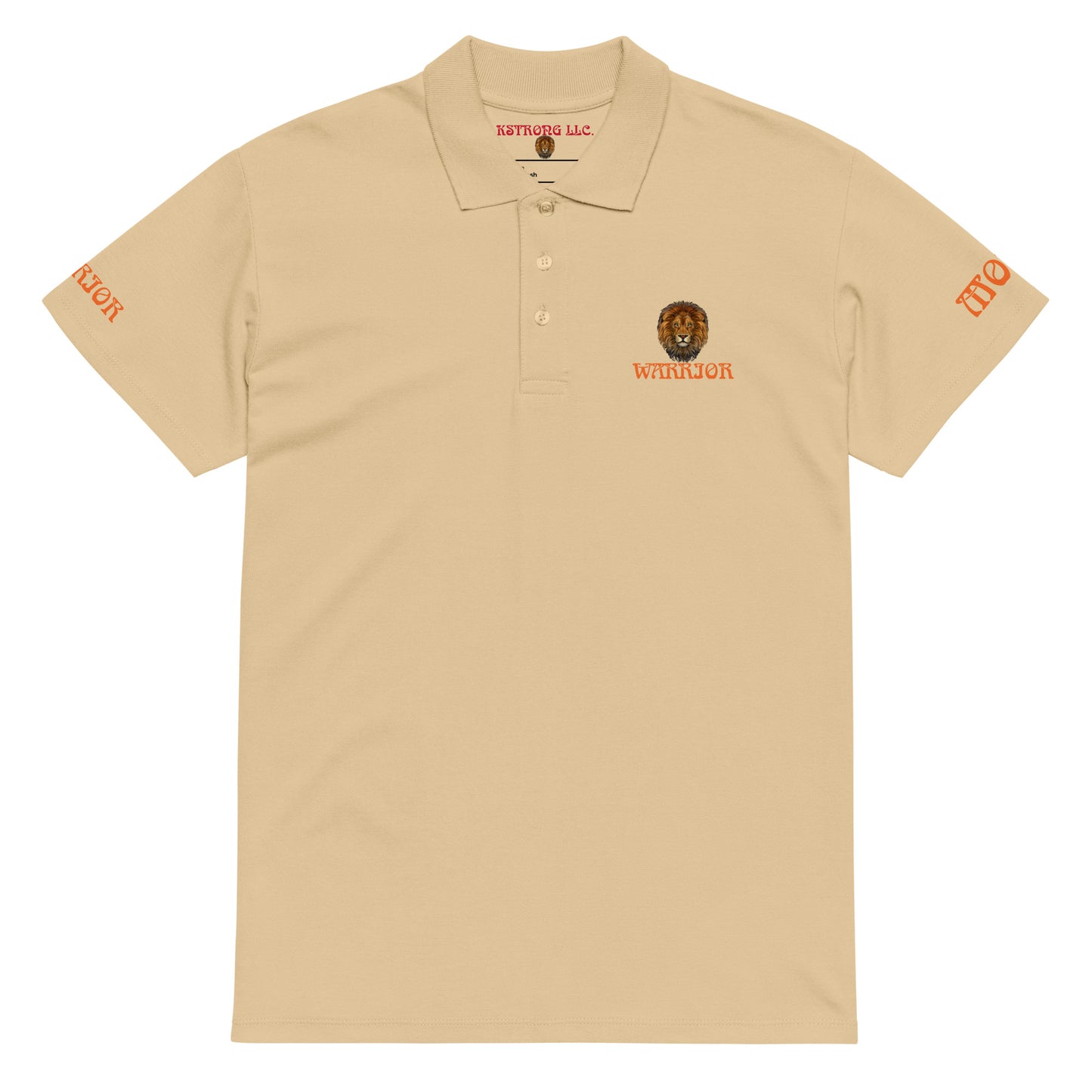 “WARRIOR MODE!”UNISEX Premium Pique Polo Shirt W/Orange Font