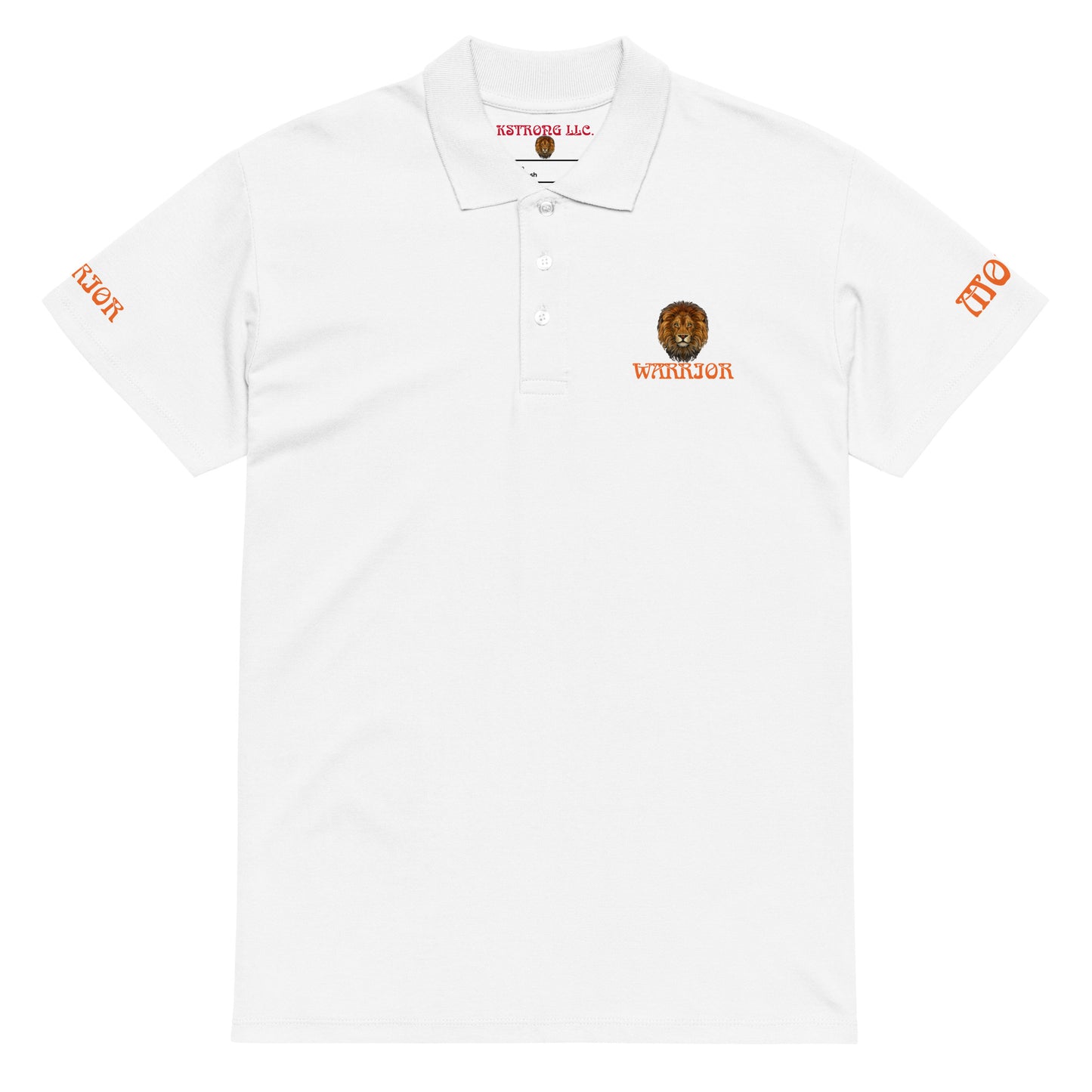 “WARRIOR MODE!”UNISEX Premium Pique Polo Shirt W/Orange Font