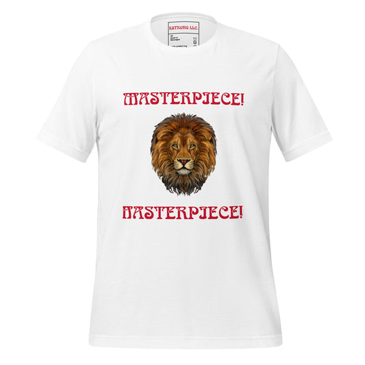 “MASTERPIECE!”Unisex T-Shirt W/Back Arch Red Font