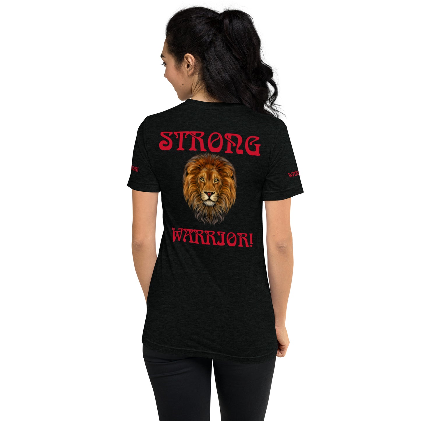 “STRONG WARRIOR!”WOMEN’S TRI-BLEND Short Sleeve T-Shirt W/Red Font