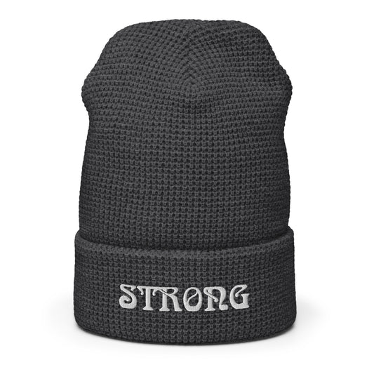 “STRONG”Waffle Beanie W/White Font