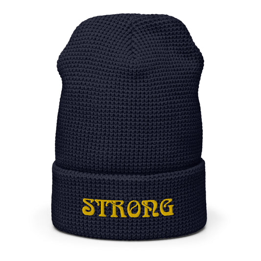 “STRONG”Waffle Beanie W/Yellow Font