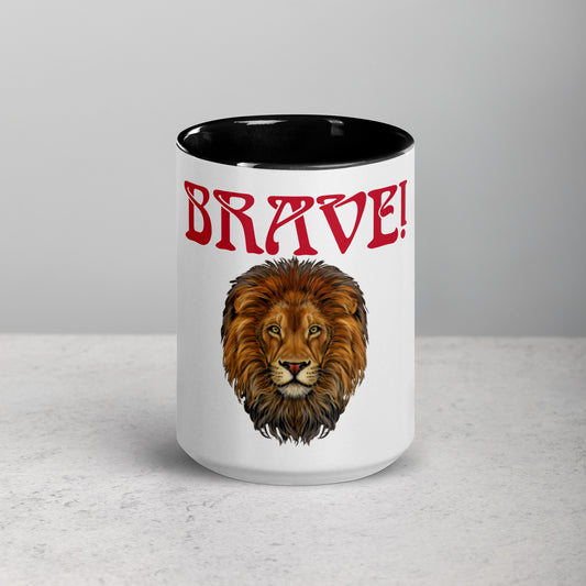 “BRAVE!”Mug W/Color Inside W/Red Font