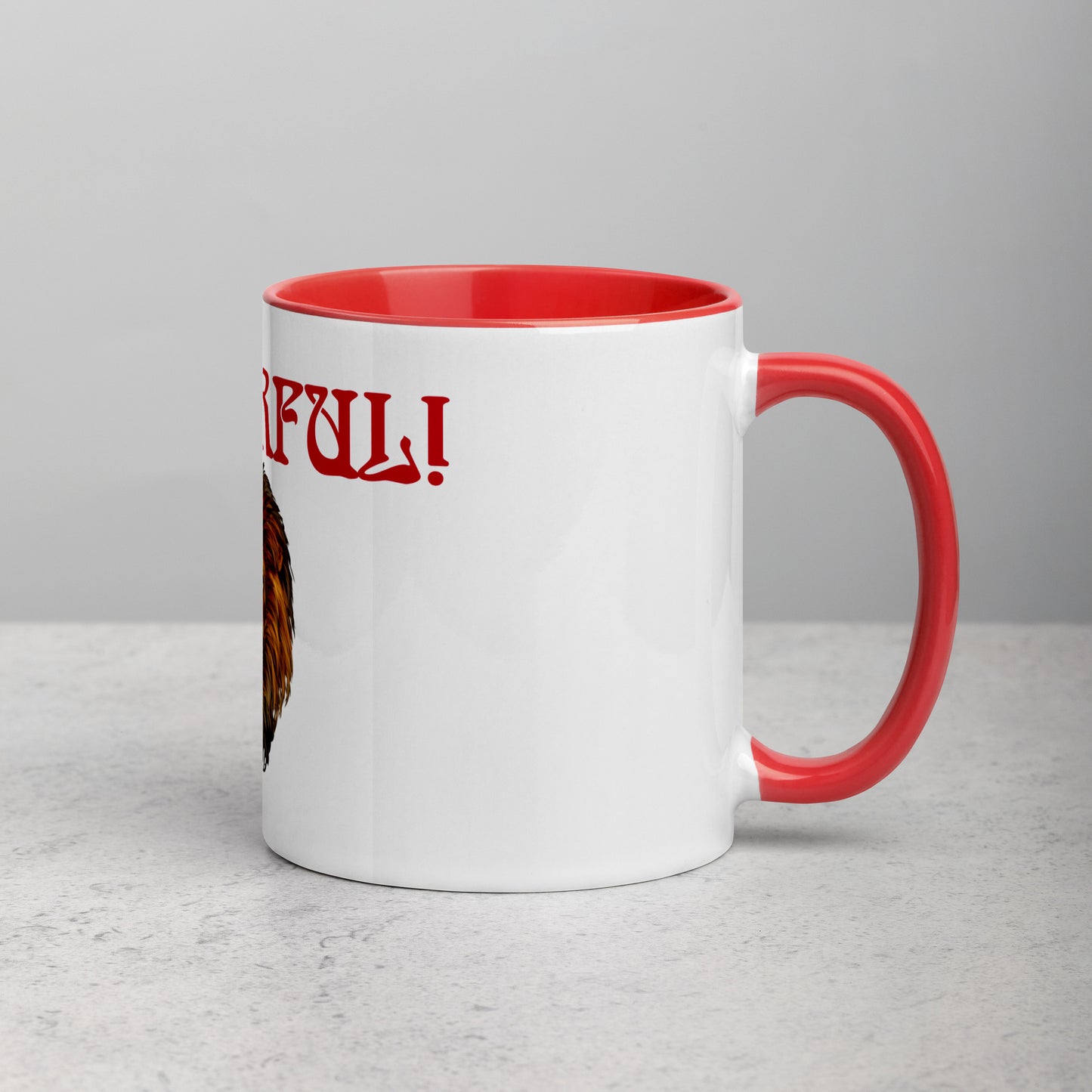 “POWERFUL!”Mug W/Color Inside W/Red Font