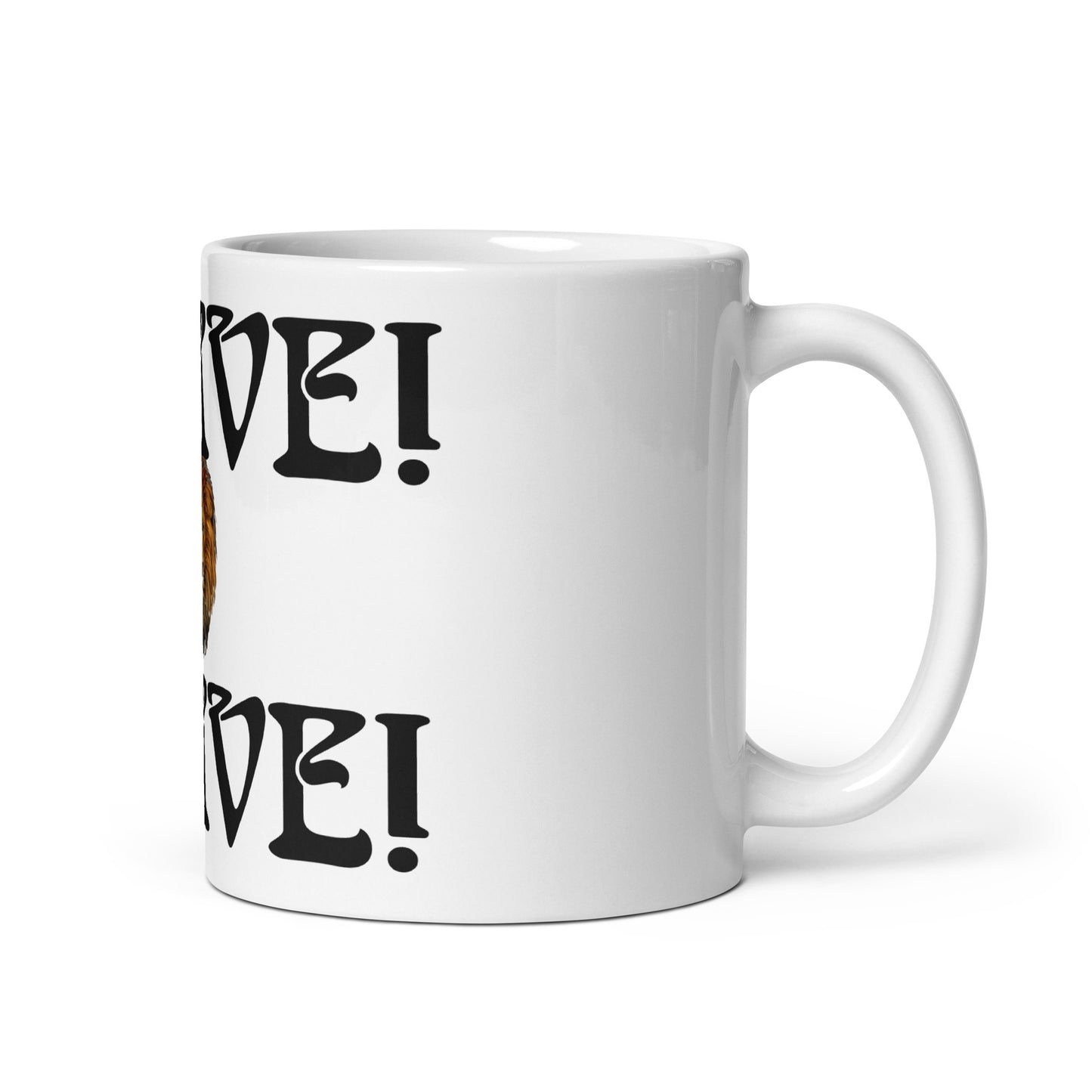 “BRAVE!”White Glossy Mug W/Black Font