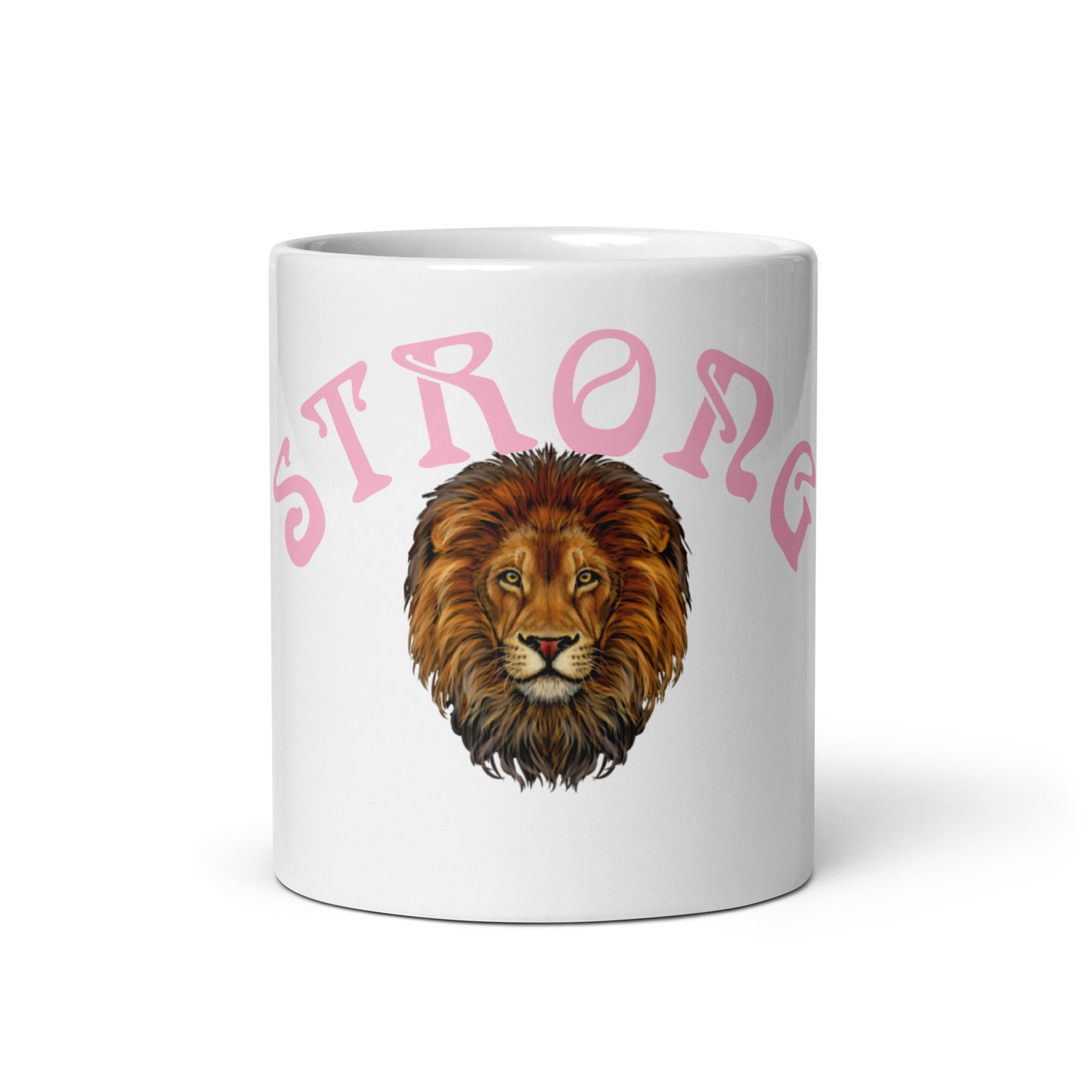 “STRONG”White Glossy Mug W/Arch Cotton Candy Font