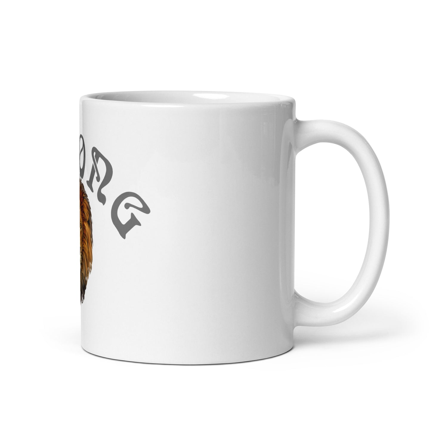 “STRONG”White Glossy Mug W/Arch Grey Font