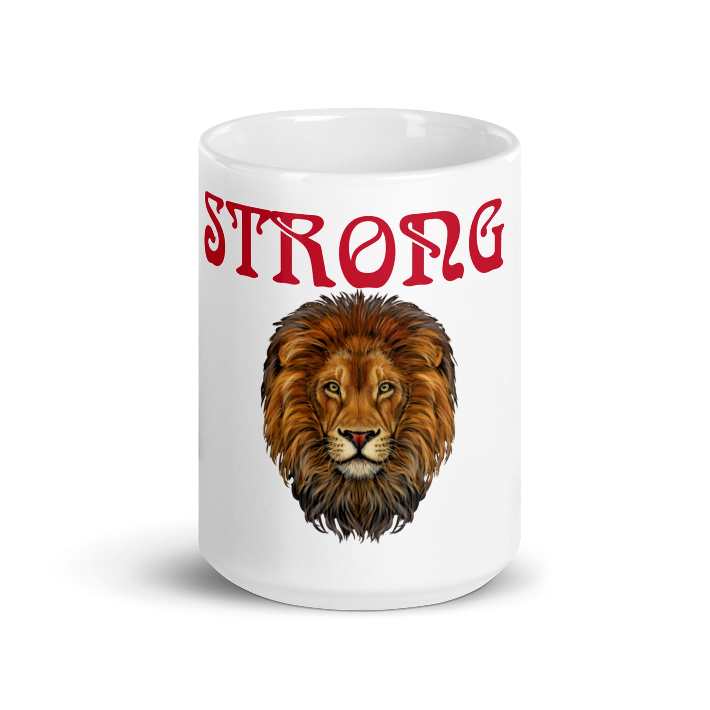 “STRONG”White Glossy Mug W/Red Font