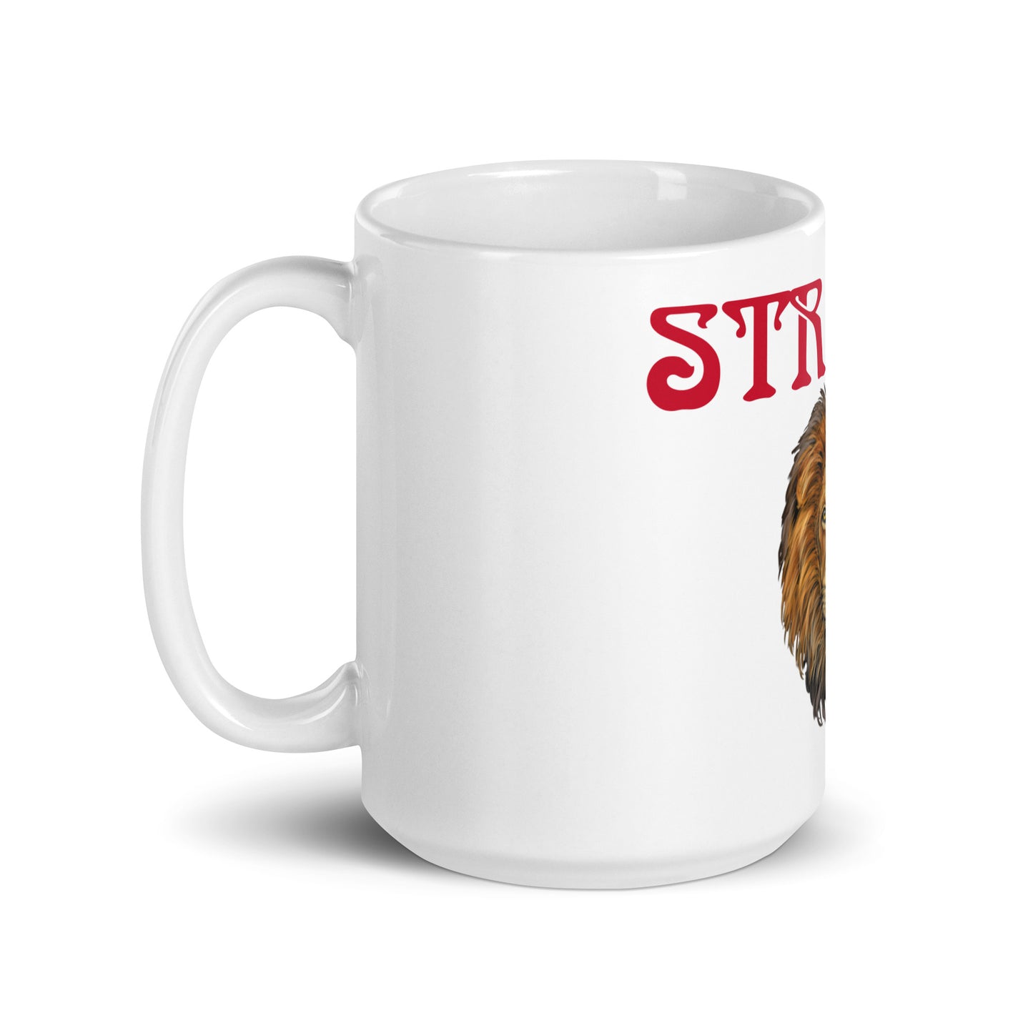 “STRONG”White Glossy Mug W/Red Font