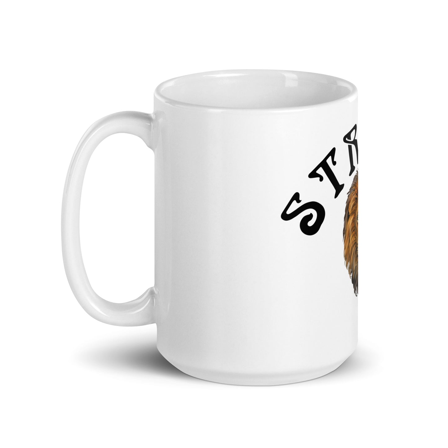 “STRONG”White Glossy Mug W/Arch Black Font