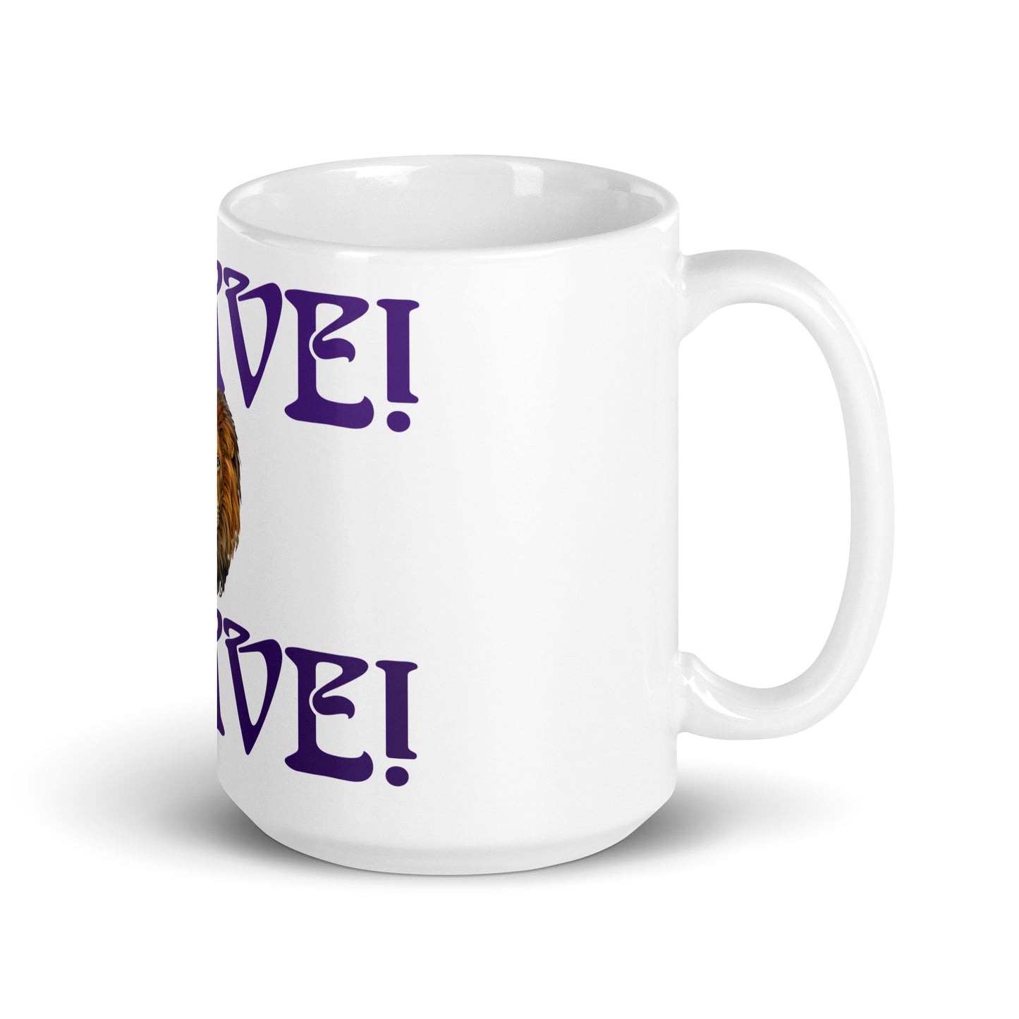 “BRAVE”White Glossy Mug W/Purple Font