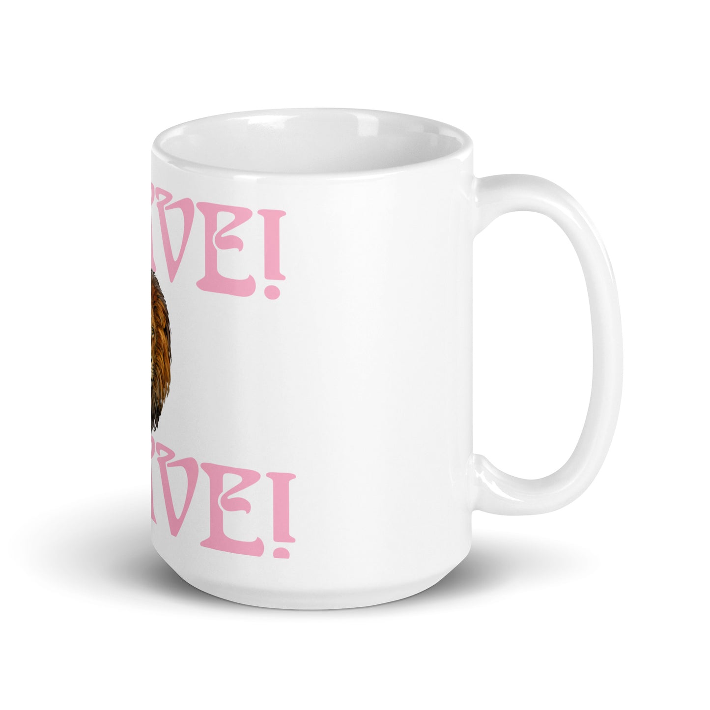 “BRAVE”White Glossy Mug W/Cotton Candy Font