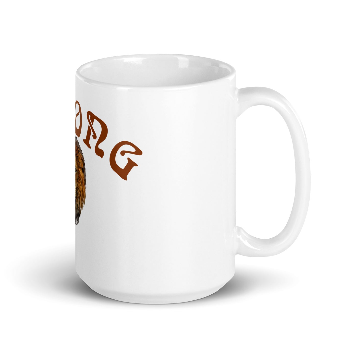 “STRONG”White Glossy Mug W/Arch Brown Font