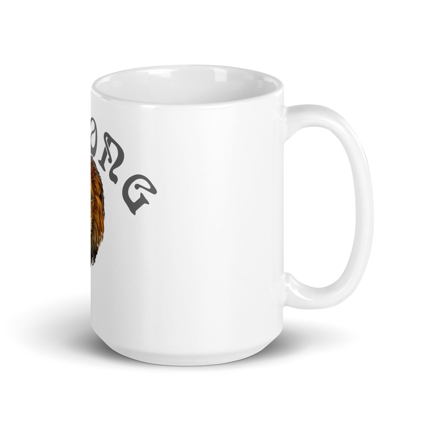 “STRONG”White Glossy Mug W/Arch Grey Font