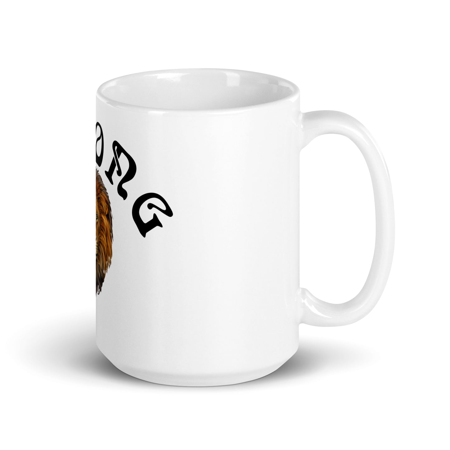 “STRONG”White Glossy Mug W/Arch Black Font