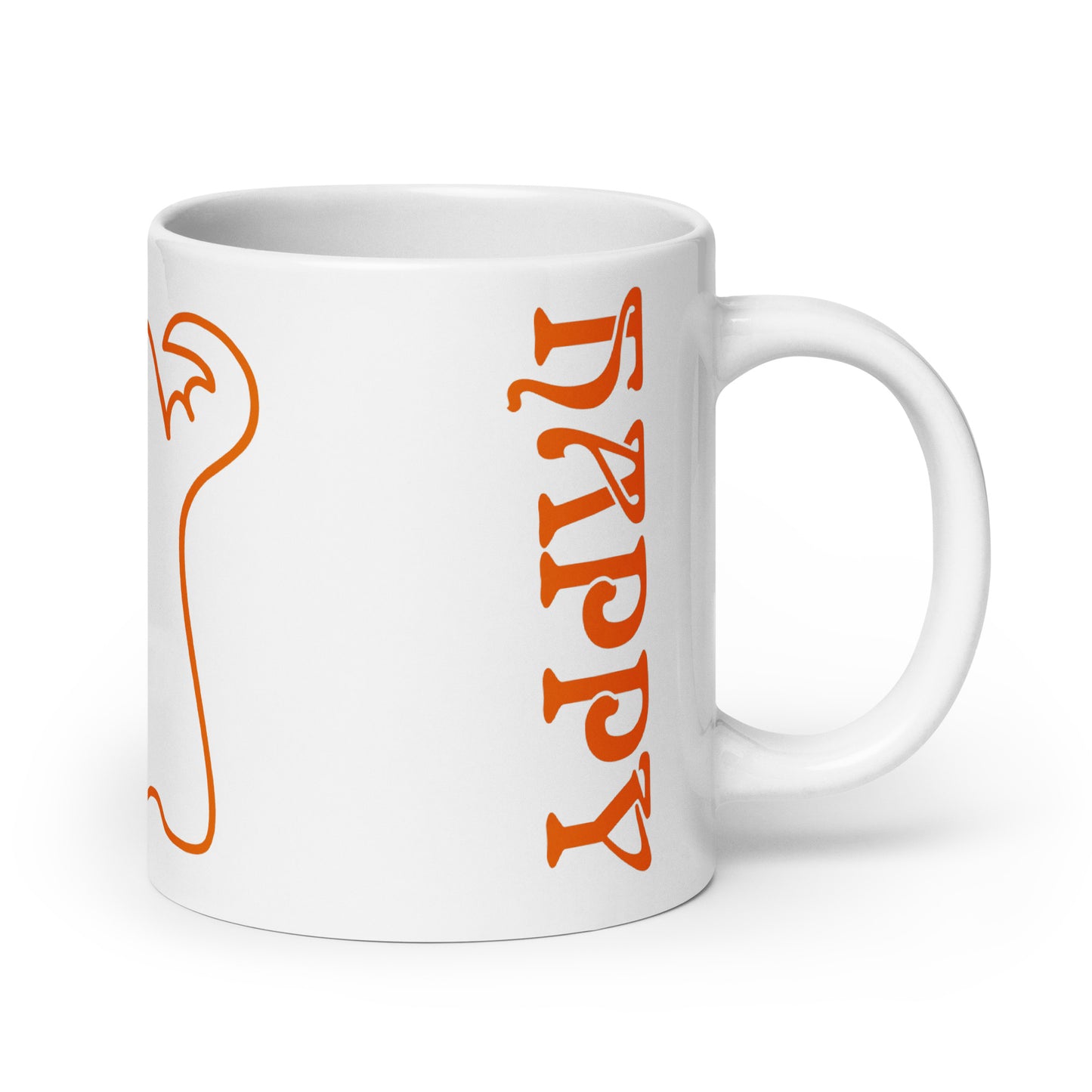 “HAPPY HALLOWEEN ORANGE GHOST!”White Glossy Mug W/Orange Font