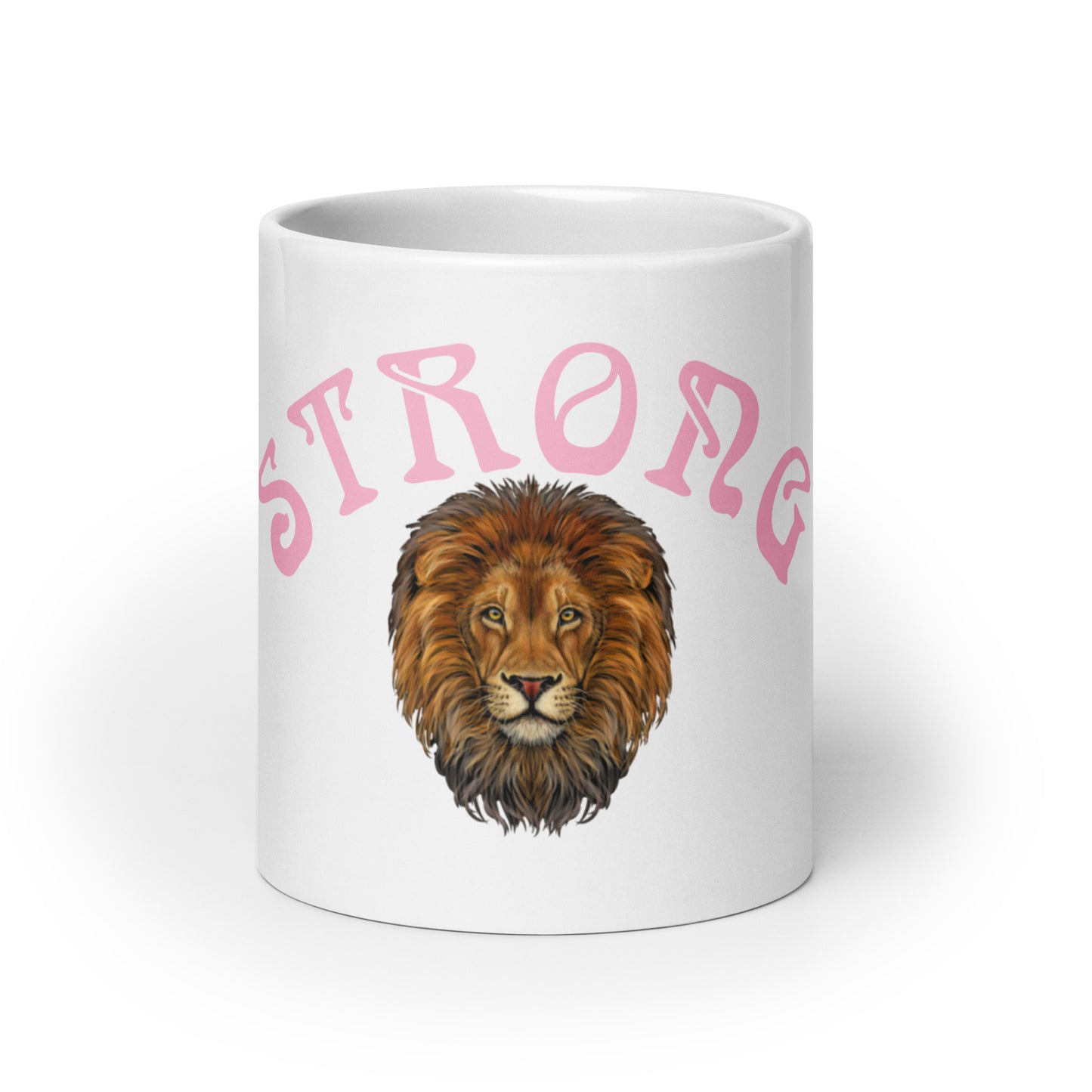 “STRONG”White Glossy Mug W/Arch Cotton Candy Font