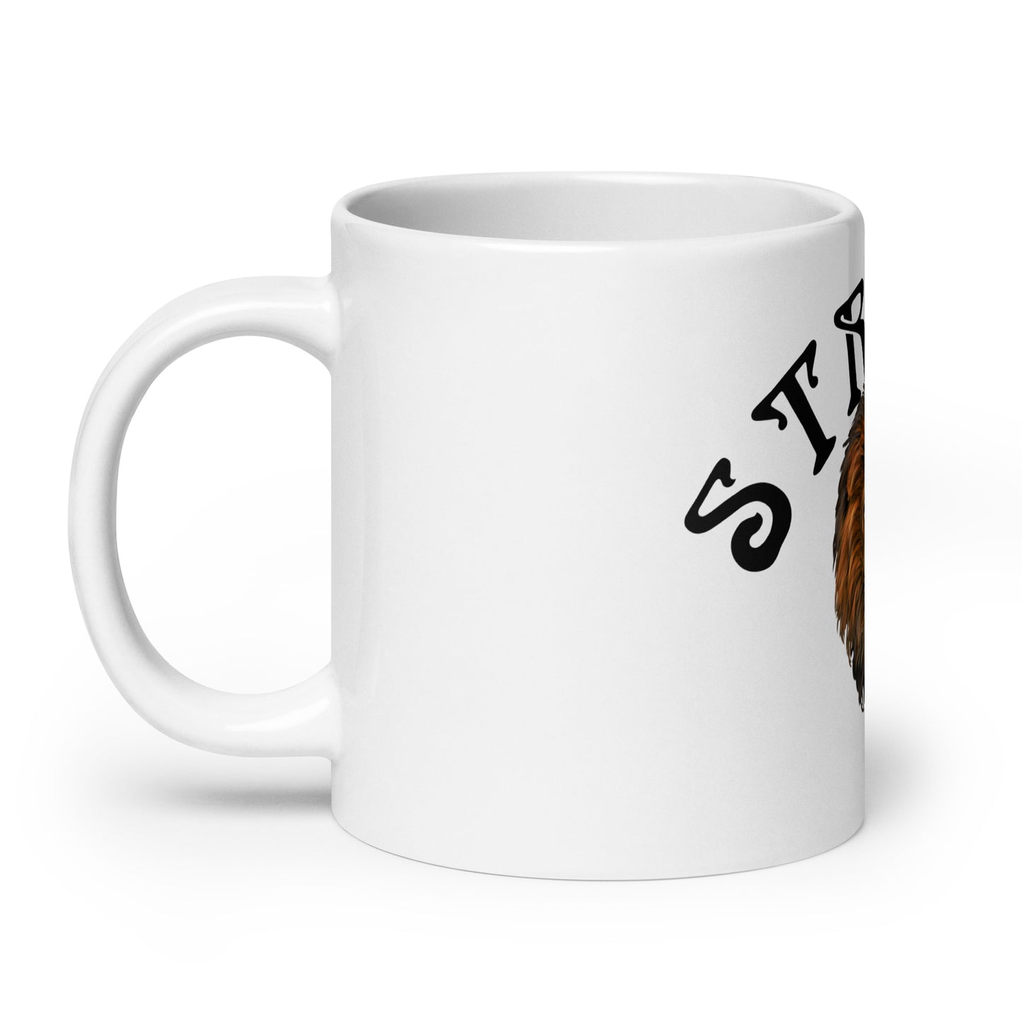 “STRONG”White Glossy Mug W/Arch Black Font