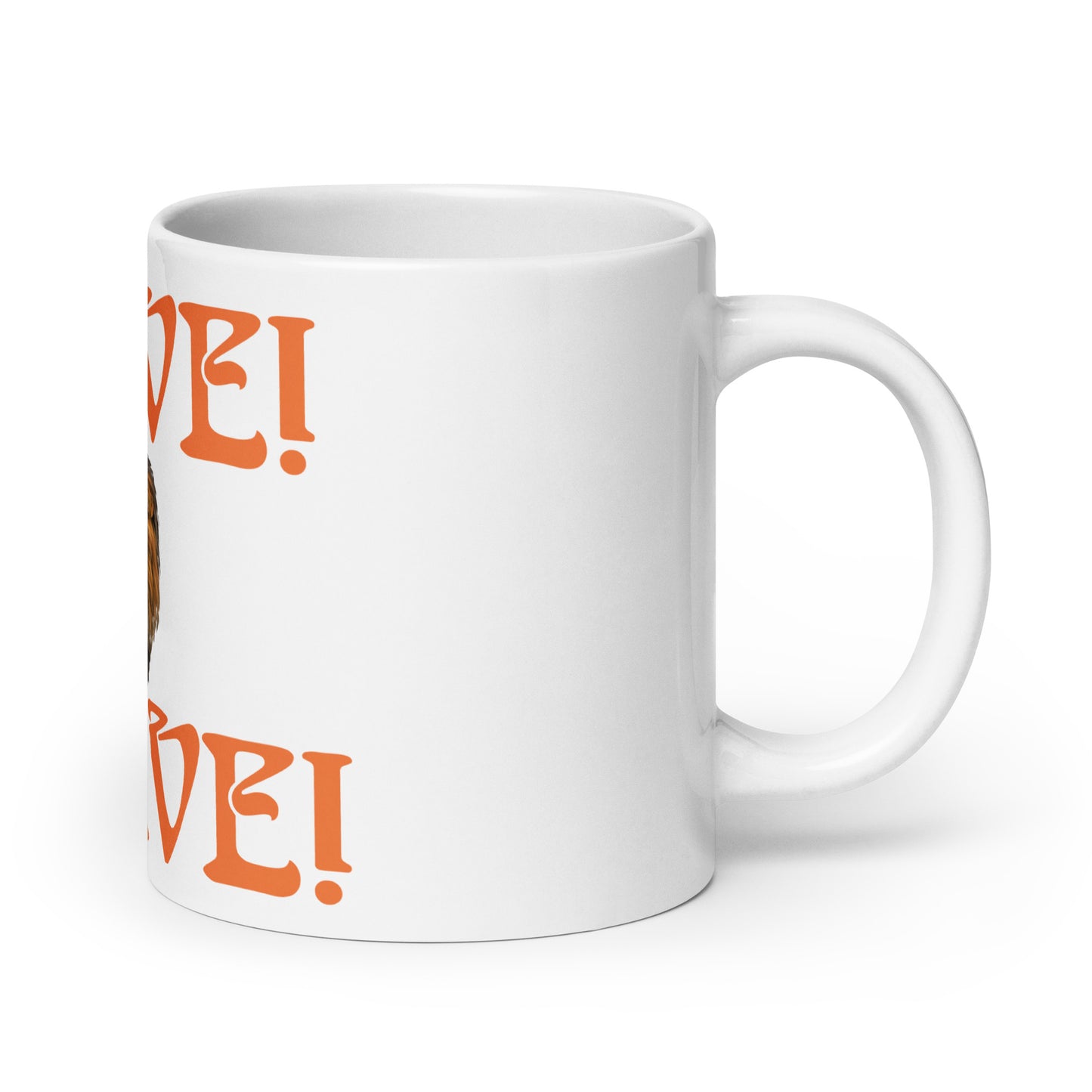“BRAVE”White Glossy Mug W/Orange Font