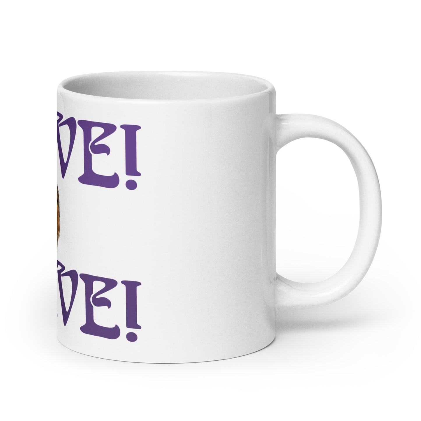 “BRAVE”White Glossy Mug W/Purple Font