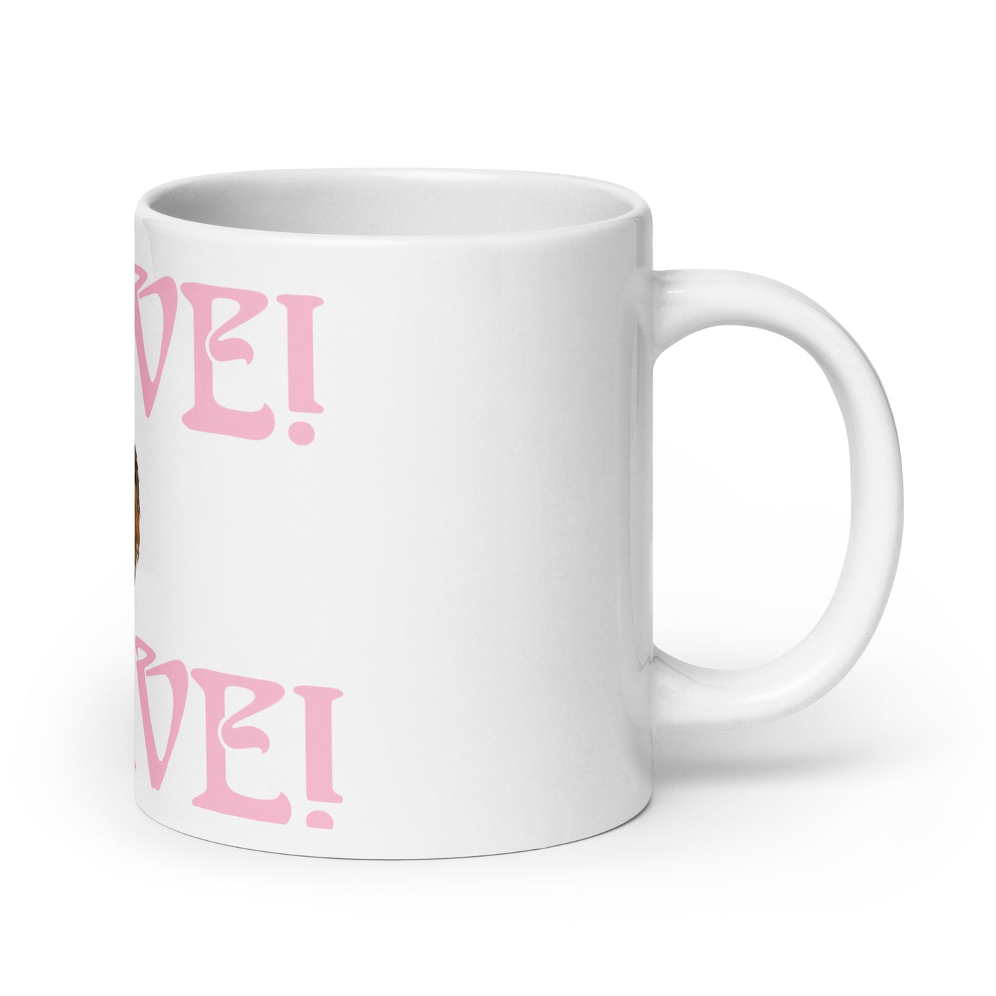 “BRAVE”White Glossy Mug W/Cotton Candy Font