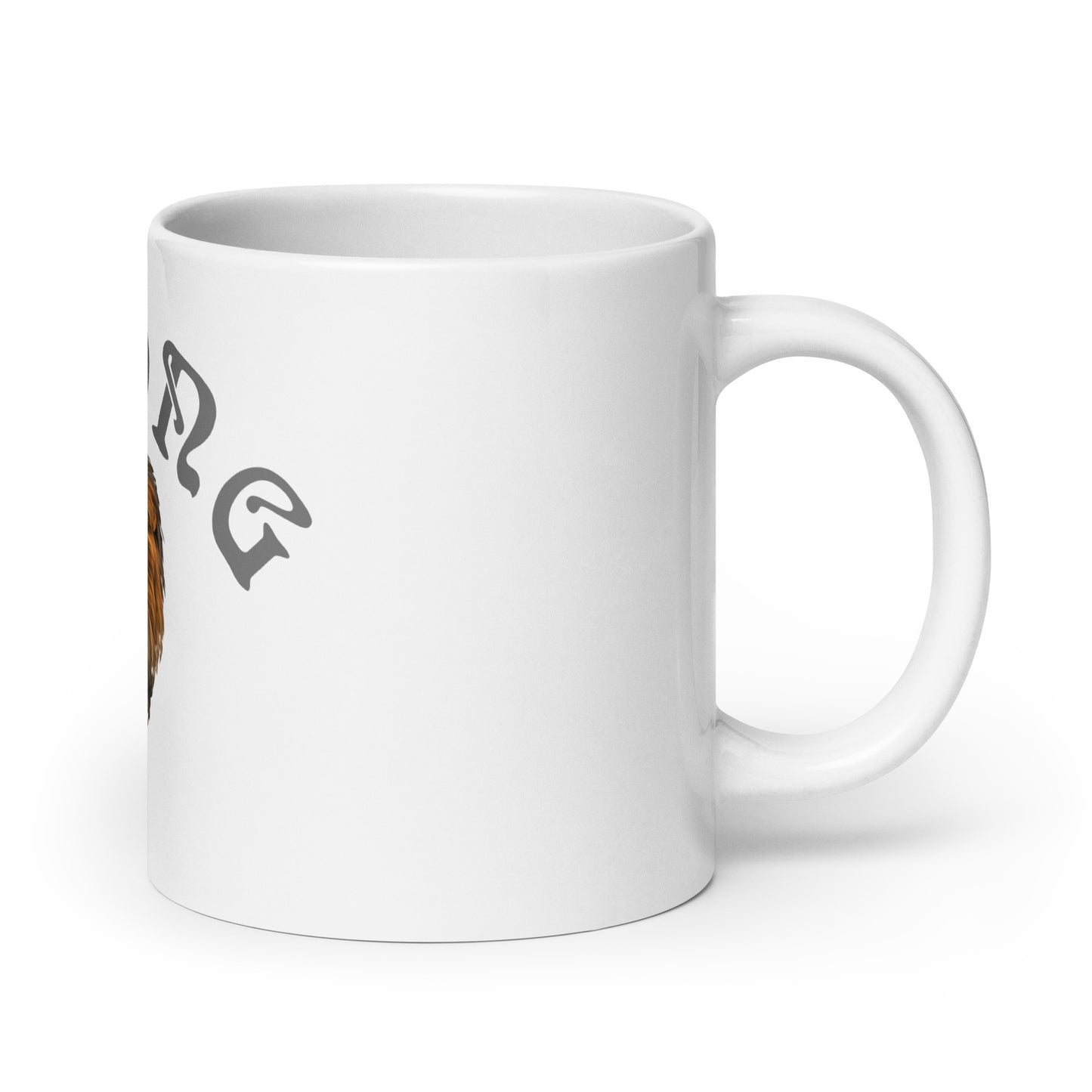 “STRONG”White Glossy Mug W/Arch Grey Font