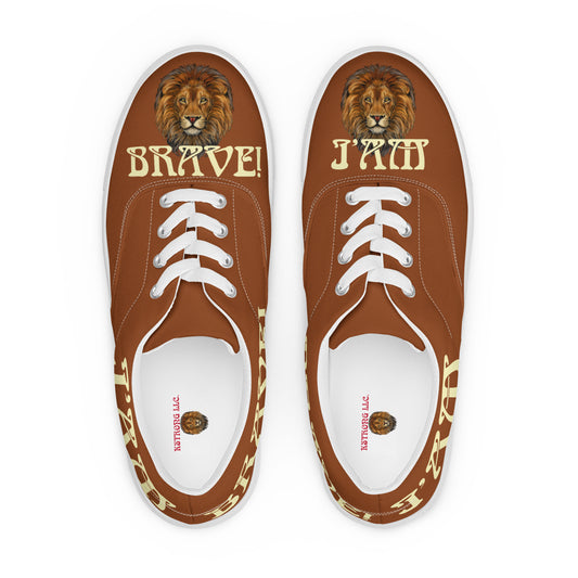 “I’AM BRAVE!”Brown Women’s Lace-Up Canvas Shoes W/Banana Font