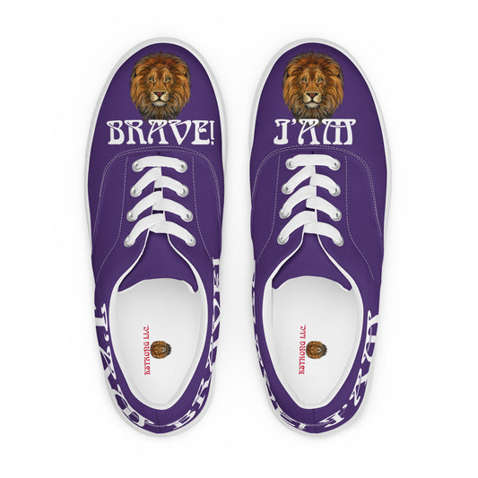 “I’AM BRAVE!”Purple Women’s Lace-Up Canvas Shoes W/White Font
