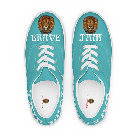 “I’AM BRAVE!”Viking Women’s Lace-Up Canvas Shoes W/White Font