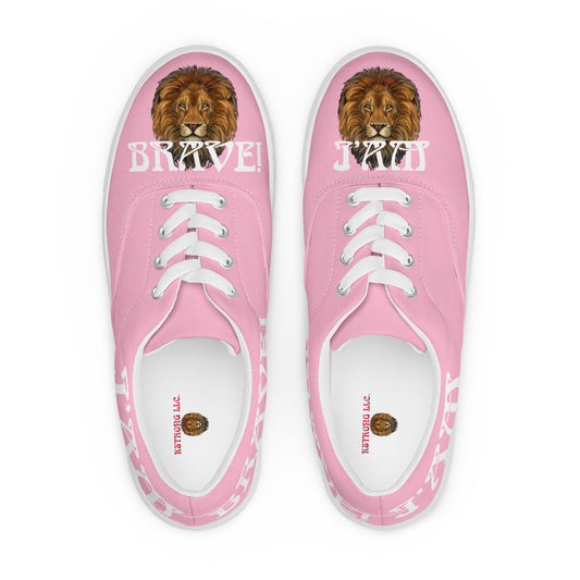“I’AM BRAVE!” Cotton Candy Women’s Lace-Up Canvas Shoes W/White Font
