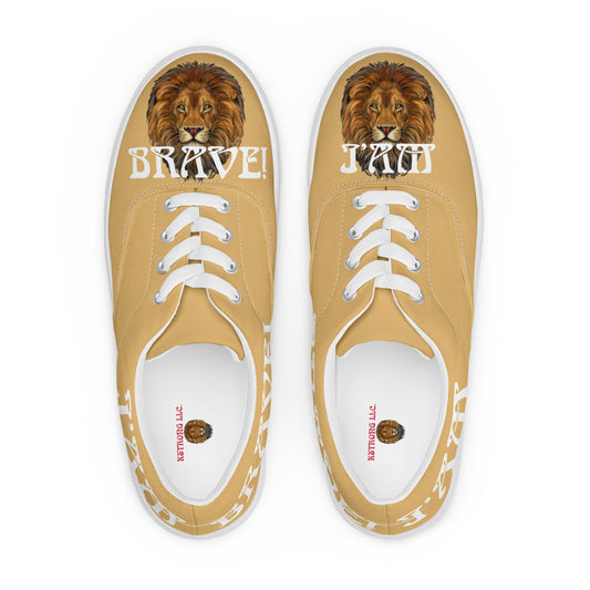 “I’AM BRAVE!” Fawn Women’s Lace-Up Canvas Shoes W/White Font