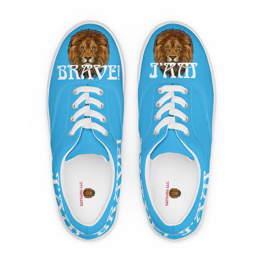 “I’AM BRAVE!” SkyBlue Women’s Lace-Up Canvas Shoes W/White Font