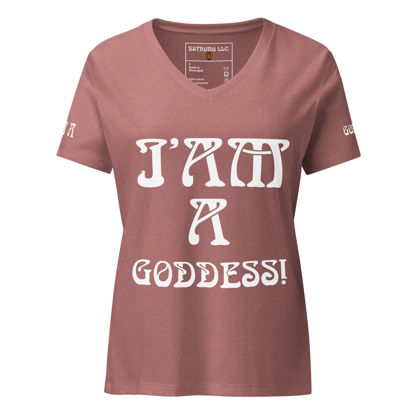 “I’AM A GODDESS!” Women’s Relaxed V-Neck T-Shirt W/White Font