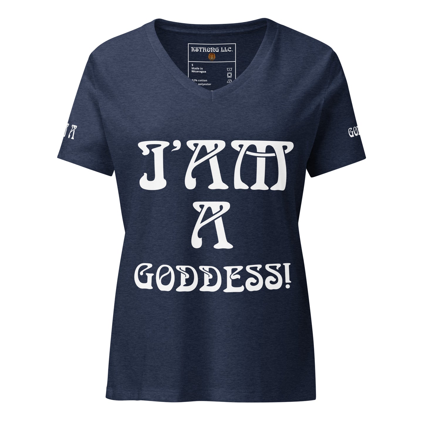 “I’AM A GODDESS!” Women’s Relaxed V-Neck T-Shirt W/White Font